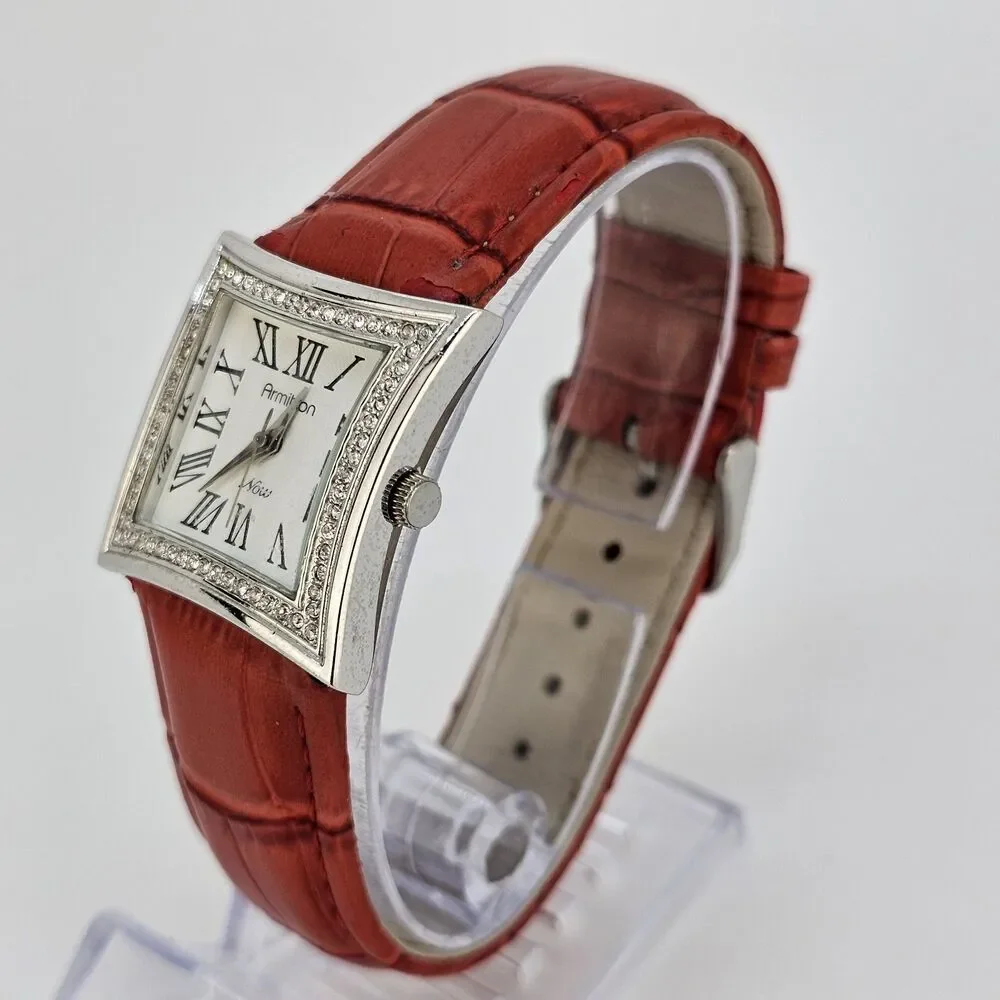 Armitron Now Women's‎ Watch 30MM White Dial New Red Leather Bands New Battery